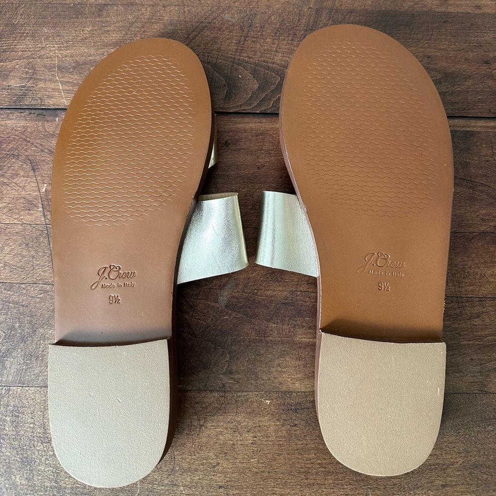 J. Crew Marta Women's Metallic Gold Leather Sandals Made in Italy 9 1/2 - Picture 5 of 5